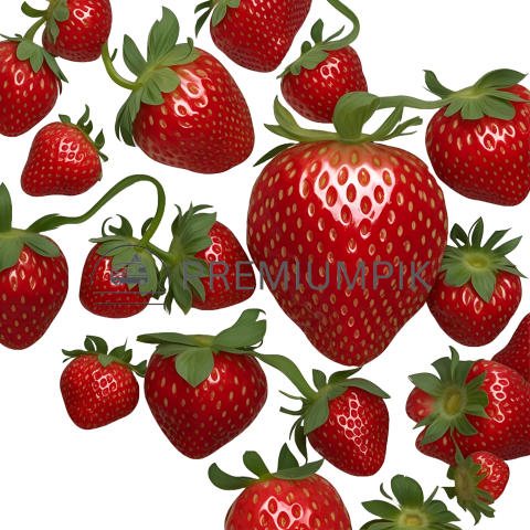 3D Strawberries transparent picture