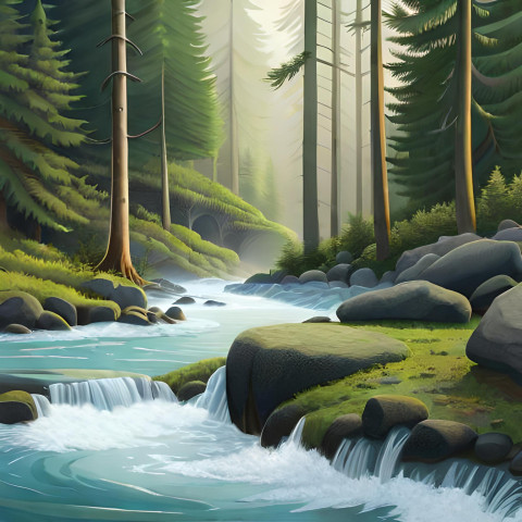 waterfall ai image