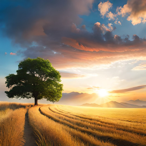 Tree in grass field