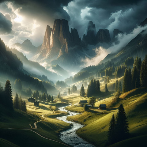 sky, mountain, tree