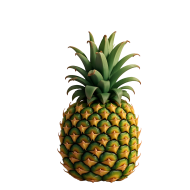 3D Pineapple on transparent background