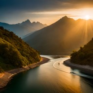 Mountain River at Sunrise