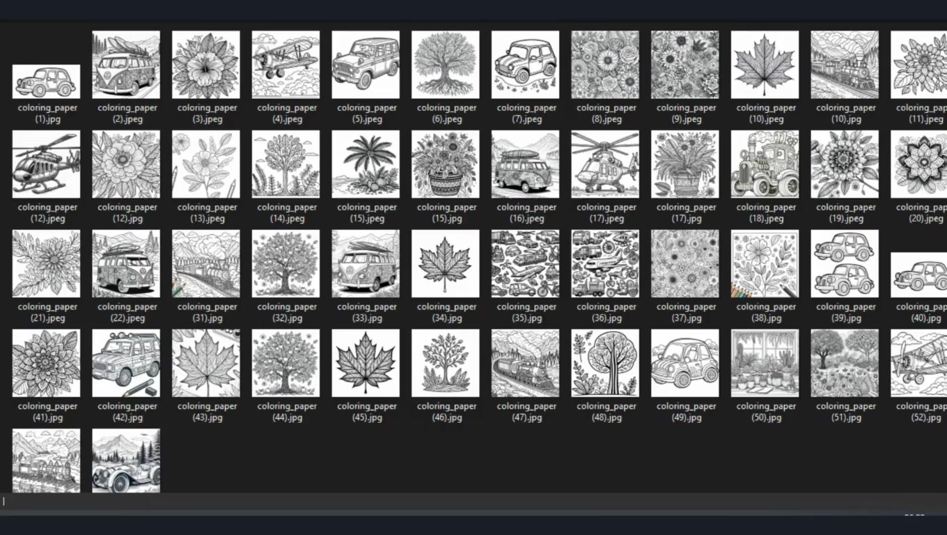 50 Coloring Paper Bundle